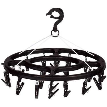 Imagem de Varal Mini Oval 24 Prendedores Portátil em Polipropileno e Aço para Secar Roupas Preto Mor