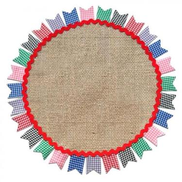 Imagem de Sousplat de Juta Junino 35cm com Bandeirinhas Xadrez Jogo Americano De