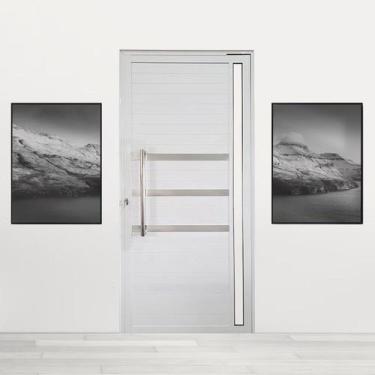 Imagem de Porta Pivotante de Alumínio 210 x 100cm com Puxador, Friso e Vidro Ven