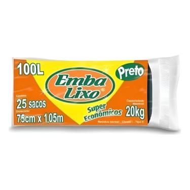 Imagem de Saco Para Lixo 100l Embalixo 25 Unidades  Kit 4un