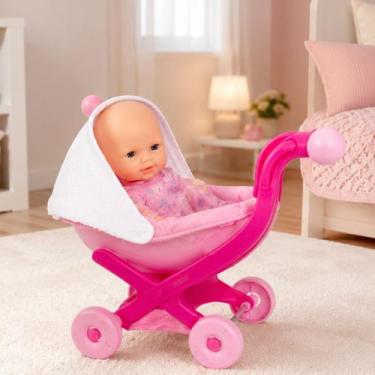 Imagem de Carrinho Boneca Brinquedo Menina Rosa Passeio Bebe Divertido - BS TOYS
