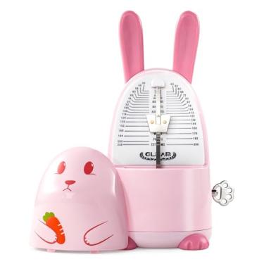 Imagem de Metrônomo mecânico de desenho fofo de fácil controle para piano com sino, rosa-coelho