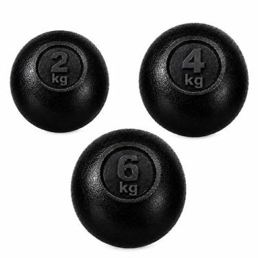 Imagem de Kit Bola Arremesso Completo Fitness Musculação Academia 12Kg - Panela 