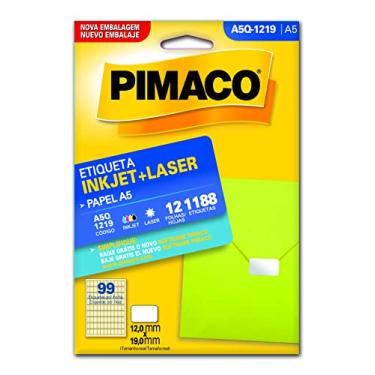 Imagem de Etiqueta Adesiva Pimaco, Ink-Jet/Laser A5, A5-Q1219E, Branca, 12x19mm, Envelope com 12 fls-1188 etiquetas, 874850