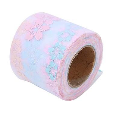 Imagem de Andrew Fita de teia, fita de decoração de casamento translúcida com padrão de flores para acessórios de cabelo para decoração de festa para família (rosa)