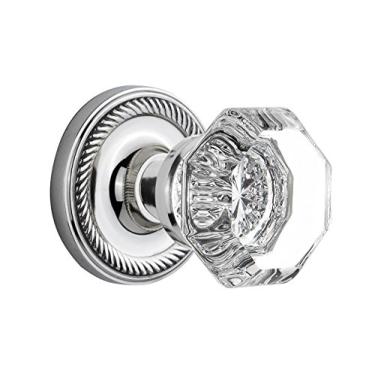 Imagem de Nostalgic Warehouse Roseta de corda com botão de cristal Waldorf, manequim único, cromo brilhante