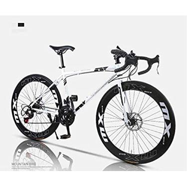 Imagem de JWCN Bicicleta de montanha adulto - bicicleta de estrada, bicicletas de 66 cm, freio de disco duplo, moldura de aço de alto carbono, corrida de bicicleta de estrada, adulto masculino e feminino, Y, atualizado