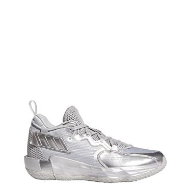 Imagem de adidas Dame 7 Extended Play Basketball Shoes Grey/Silver Metallic/White Men's 10.5, Women's 11.5 Medium