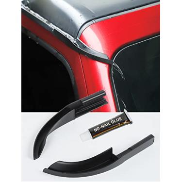 Imagem de Savadicar Versão atualizada Extensões de calha de chuva, Desviador de sulco de chuva ABS de telhado, defletor de água de chuva compatível com Jeep Wrangler JL JLU e Gladiator JT, acessórios externos, preto