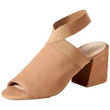 Imagem de Kenneth Cole Sandália feminina Hannon elástica com tira no tornozelo e salto, Amêndoa, 38