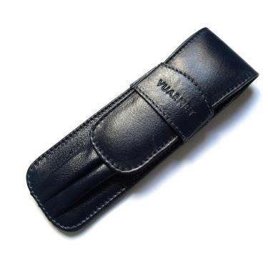 Imagem de Estojo Para Caneta Vuarnet Couro Para 2 Peças Azul Escuro