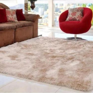 Imagem de Tapete Macio Felpudo Marrom Claro Mesclado 1,50 X 1,00M