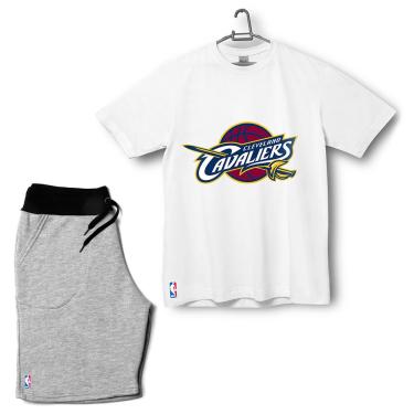 Imagem de Kit Camiseta e Bermuda Short Moletom Cleveland Cavaliers Plus Size