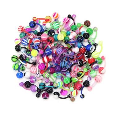 Imagem de CrazyPiercing Assorted Lot of 100PCS Banana Piercing 14G Belly Button Rings Piercing Jewellery