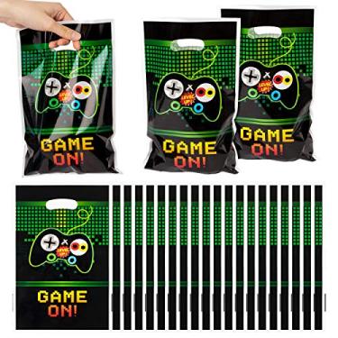 Imagem de PANTIDE 50 peças de sacos de presente para jogos de videogames, lembrancinhas de festa, sacos de plástico para festas, lembrancinhas de jogos, artigos de festa para videogame temático aniversário chá de bebê