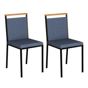 Imagem de Conjunto com 2 Cadeiras Penélope Azul e Preto