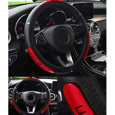 Imagem de MACHSWON Capa de volante de espuma vermelha e preta / luva macia/carro acolchoado/van ajuste universal