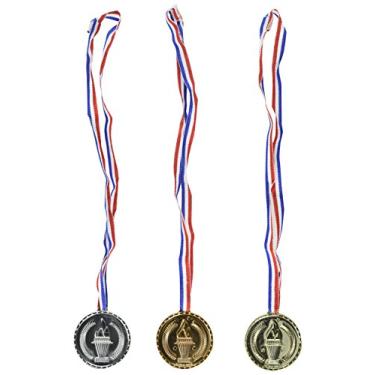 Imagem de Conjunto de 3 medalhas de prêmio de estilo olímpico - ouro prata e bronze - conjunto de 3 peças - primeiro segundo terceiro vencedor - ótimo para decorações e prêmios de festa