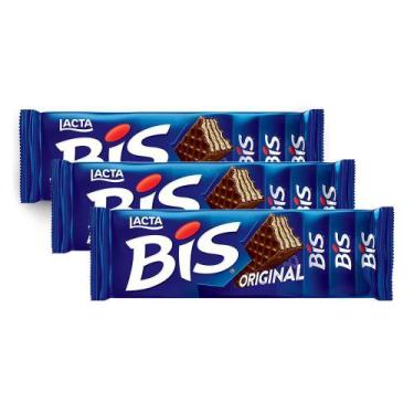 Imagem de Chocolate Bis Lacta Ao Leite 126G  Kit Com Três Unidades