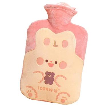 Imagem de Garrafa de água quente com capa de pelúcia macia bolsa de água quente para compressas quentes e frias, aquecedor de pés de mão, ideal para cólicas menstruais, alívio da dor no pescoço e ombro, 4.500 ml