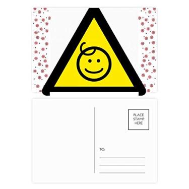 Imagem de Símbolo de aviso amarelo preto crianças triângulo protegido Natal flor postal cartão postal bênção postal