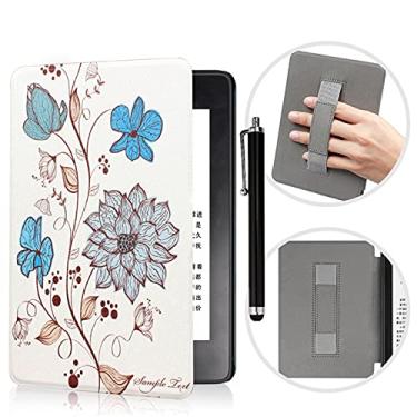 Imagem de Capa Kindle Paperwhite com alça de mão - Capa protetora de couro PU durável ultra fina com despertar/hibernar automática para Kindle Paperwhite 10ª geração lançado em 2018, apenas adequada para o modelo PQ94WIF