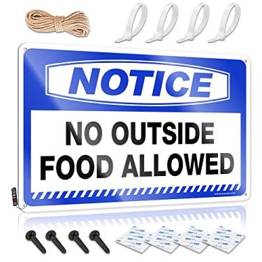 Imagem de Placas engraçadas de casa aviso sem alimentos externos permitidos placa de lata placa de lata placa de aviso engraçado sinal de lata (tamanho: 20X30cm)