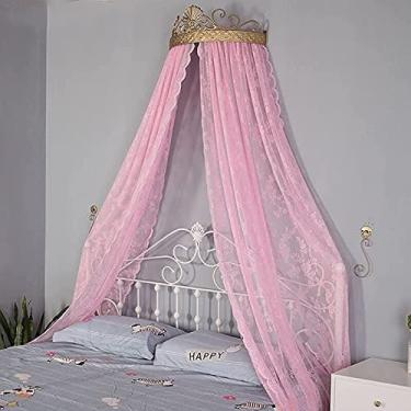 Imagem de Dossel De Cama Com Cúpula De Coroa, Dossel De Cama De Princesa Para Crianças, Barraca De Jogo De Renda Redonda, Cortinas De Rede De Cúpula De Coroa Para Decoração De Quarto Infantil Para Bebês, Cr