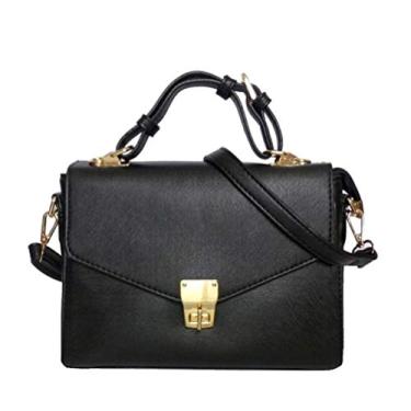 Imagem de Bolsa estruturada com alça transversal regulável e alça de mão (Preta)