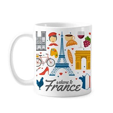 Imagem de Caneca de cerâmica da bandeira nacional de arquitetura da França Caneca de porcelana de café