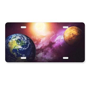 Imagem de DIYthinker Planeta Terra, vermelho, azul, colorido, placa de automóvel, acessório de aço inoxidável