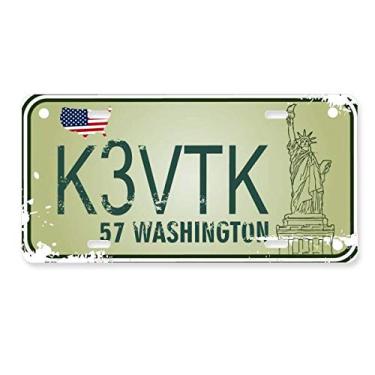 Imagem de DIYthinker Placa de carro com padrão de número de carro americana de aço inoxidável para decoração de carro