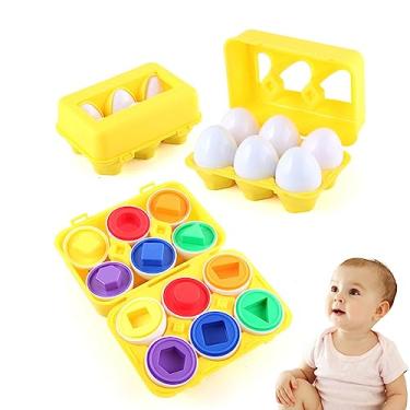Imagem de Brinquedo Educativo Divertido Montessori Infantil Caixa de Ovos De Encaixar Formas Geométricas e Cores (Caixa com 6 unidades)