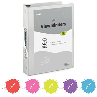 Imagem de Fichário de 3 anéis cinza, 2,5 cm, capa transparente com 2 bolsos internos, fichário de anel redondo, fichário de materiais escolares coloridos, também disponível em rosa, azul, roxo, verde e vermelho (1 peça) – por Enday