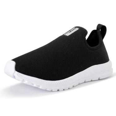 Imagem de Tênis para Academia Feminino Esportivo Confortável Leve Calce Fácil Tênis Meia Ortopédico Sem Cadarço (Preto e Branco, BR, Adulto, Numérico, 34)