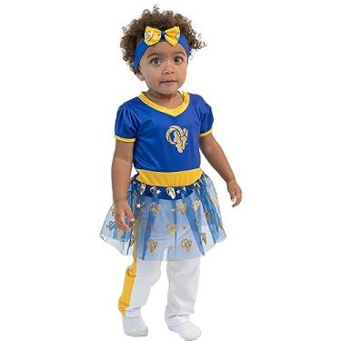 Imagem de MODERN HERO NFL LOS ANGELES RAMS Officially Licensed Infant Onesie and Leggings Costume includes Onesie with Mesh Skirt, Leggings and Matching Headband, Size 12 Months
