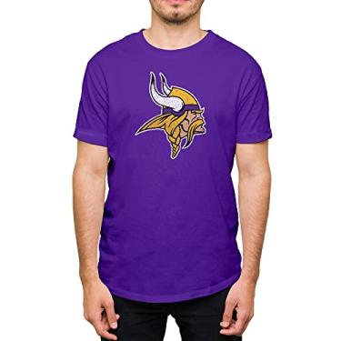 Imagem de Hybrid Sports NFL - Logotipo do time envelhecido - Camiseta adulta oficialmente licenciada para fãs de manga curta para homens e mulheres, Minnesota Vikings - Roxo, M