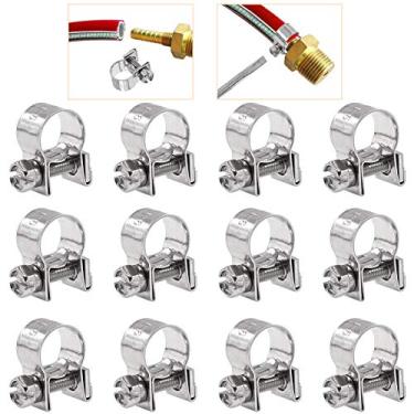 Imagem de Rustark 12 peças mini braçadeira de mangueira de aço inoxidável ajustável 9-11 mm faixa mini linha de injeção de combustível clipe de mangueira para tubo de gasolina diesel encanamento automotivo