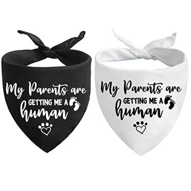 Imagem de My Parents are Getting Me a Human, Anúncio de Gravidez, Bandana para Cães de Anúncio de Fotos de Revelação de Gênero, Acessórios para Animais de Estimação para Amantes de Cães, Pacote com 2