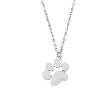 Imagem de LPYO Colar com estampa de pata de animal de estimação, para mulheres e meninas, fofo, de aço inoxidável, cachorrinho, gato, pata para amantes de animais, corrente ajustável, Aço inoxidável, Sem Pedra