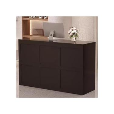Imagem de Reception Desk With Counter Mesa de recepção com armário, balcão de varejo com gaveta com fechadura para escritório, salão de beleza(Black,39.3x17.7x35.4in)