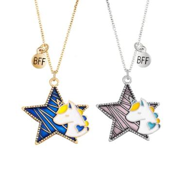 Imagem de TTPAIAI 30 BFF Conjunto de colar de unicórnio para melhores amigas - Colares com pingente combinando banhado a ouro 18K e prata para 2 mulheres, pingente de pingente de 2,5 cm (2 peças), Zinco, Sem