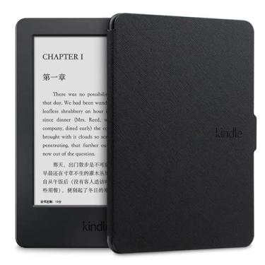 Imagem de Capa magnética inteligente moderna couro PU capa protetora capa protetora ultra fina capa inteligente para Kindle Paperwhite 1/2/3 (preto)