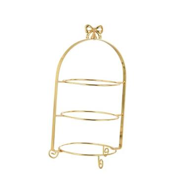 Imagem de Bothyi Suporte para cupcakes, Expositor decorativo para sobremesas, Bandeja para servir festas, Suporte para pratos de frutas para lanches, Suporte para, Ouro, Três Níveis