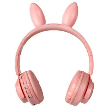 Imagem de Fone De Ouvido Sem Fio Bluetooth Rosa Orelha Coelhinho LED