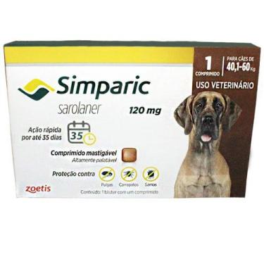 Imagem de Antipulgas Para Cachorro Simparic 40 A 60Kg Dose Única 120Mg - Zoetis