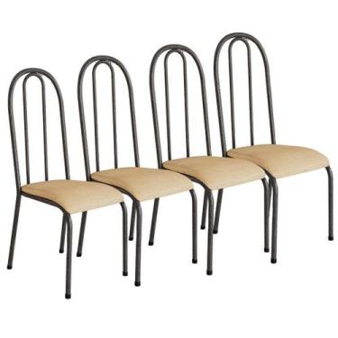 Imagem de Conjunto Kit 4 Cadeiras Metal Cozinha Almofadada Sala Jantar - Madlar