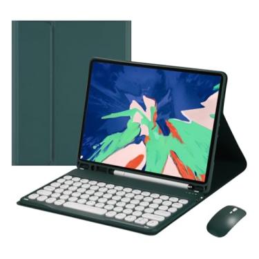 Imagem de Teclado Redondo Para Samsung Tab S8ultra 14.6 + Mouse + Capa (Verde Escuro)