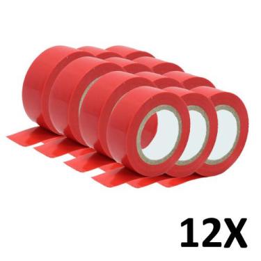 Imagem de Kit 12 Fita Isolante Colorida Antichama 19mmX10m Vermelha