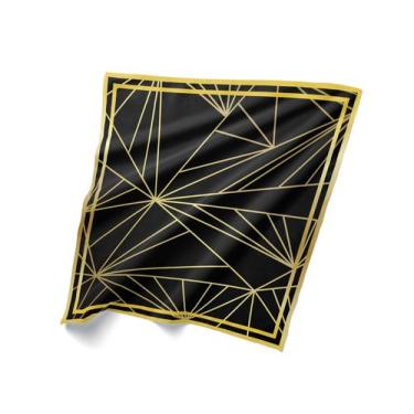 Imagem de Canga Saída Praia Estampa Abstrata Preta/Dourada 125x125cm - PRESENTE-